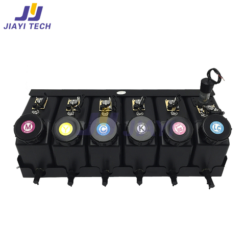 Good Price!!!1.8L UV Ink  System 6 Colors Alarm CMYKLMLC Refill Ink Tank System with Stirring Motor for  UV Flabted Printer. ► Photo 1/5