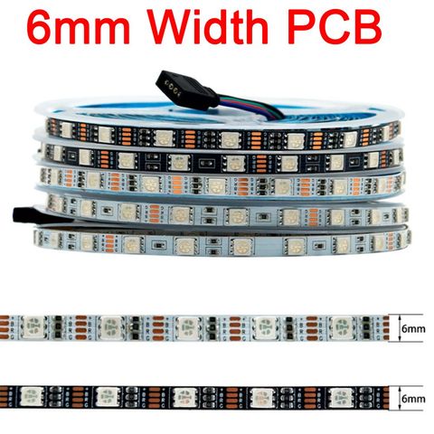 5m 5V 12V 24V DC SMD 5050 RGB LED Strip 6mm Narrow Width PCB Slim Size RGB LED Strip Non-Waterproof Flexible Led Light Ribbon ► Photo 1/6
