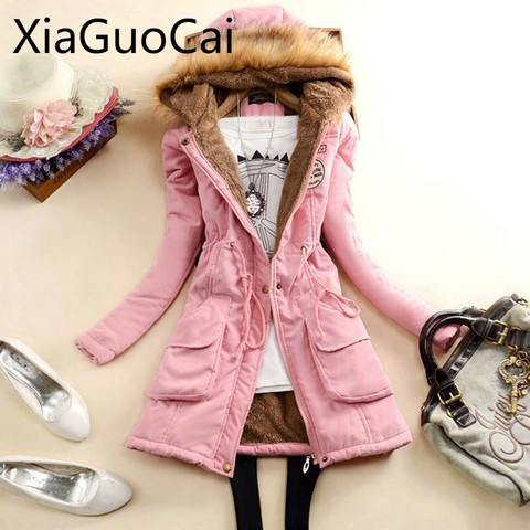 Winter Newest Women Long Parkas Hooded Cotton Ladies Coat Large Fur Collar Jackets for Girls Students Waist Cotton Coats ► Photo 1/1