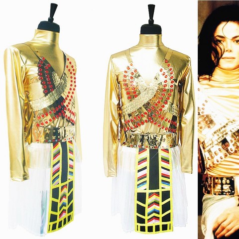 RARE Cosplay MJ Michael Jackson Do You Remember The Time Golded Unique Dance Outfit Wigs Costume Fancy Dress ► Photo 1/5