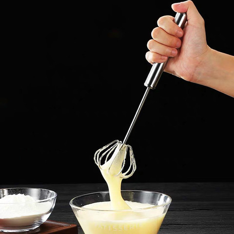 Semi-Automatic Egg Beater 304 Stainless Steel Egg Whisk Manual Hand Mixer Self Turning Egg Stirrer Kitchen Egg Tools ► Photo 1/6