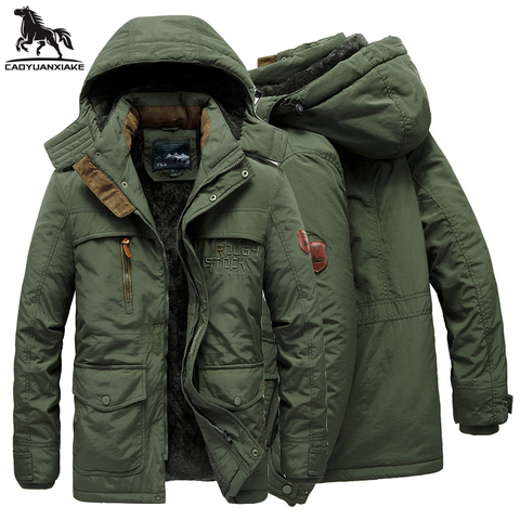 Winter parka men jacket Mens Plus velvet Men Hooded Windbreaker coats men's casual warm jackets coat Detachable hat L-6XL 8186 ► Photo 1/6