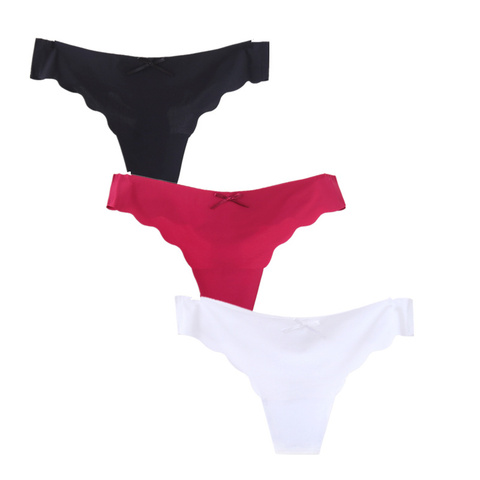 3pcs/lot Seamless Panties Ladies Thong Low Waist Women Sexy G String Solid Underwear ► Photo 1/6