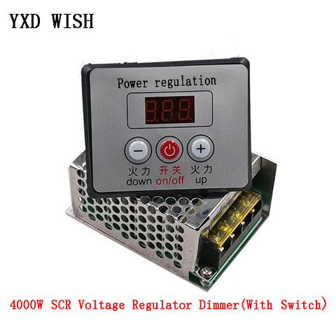 4000W 220V AC SCR Voltage Regulator Dimmer Electric Motor Speed Controller 220 V Electronic Regulator Dimmers + Digital Meters ► Photo 1/5