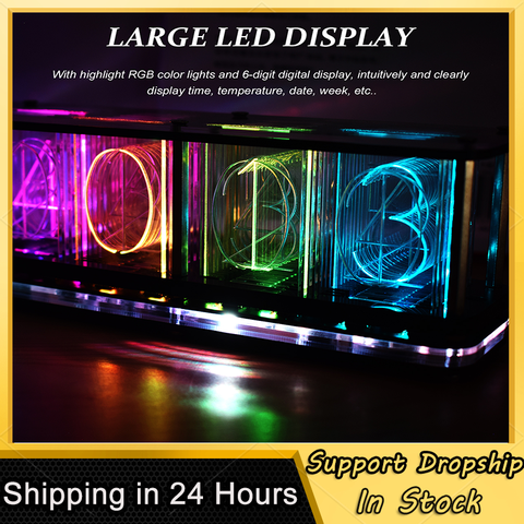 Digital LED Alarm Clock Kit Large Font 6-digit Display Electronic Clock Bulk Music Spectrum Display Clock Modulel DIY Clock ► Photo 1/6