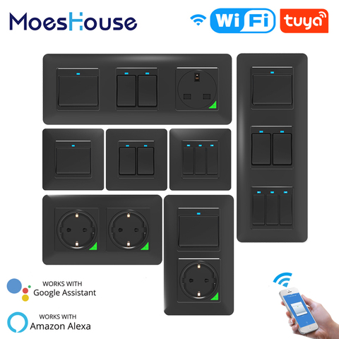 WiFi Smart Light Wall Switch Socket Push Button Smart Life Tuya Wireless Remote Control Work with Alexa Google Home DE EU UK UN ► Photo 1/6