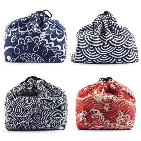 Japanese Style Lunch Box Bag Drawstring Lunch Bag Bento Tote Pouch Portable Children Storage Box Travel Tableware Storage Bag ► Photo 1/6
