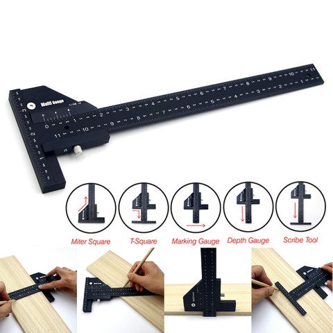 Multi Woodworking Sliding Gauge Aluminum Alloy Scribe Ruler Depth Gauge T-Square Scribing Measuring Tools Marking Gauge ► Photo 1/6