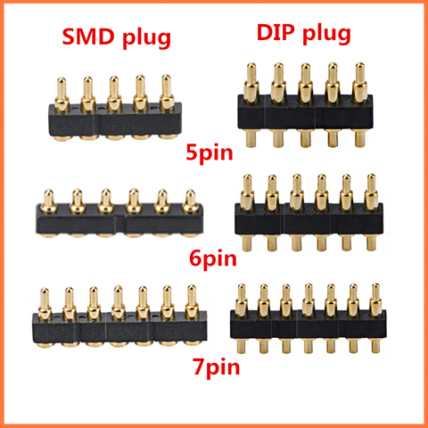 10PCS pogo pin connector pogopin Battery spring Loaded Contact SMD DIP needle PCB 1*4 5 6P Test Probes Gold-plated copper power ► Photo 1/2