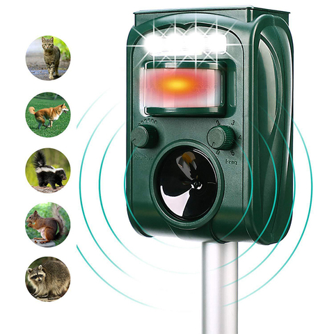 Garden Solar Powered Ultrasonic Outdoor Animal Repeller Motion PIR Sensor Flash Light Dog Cat Raccoon Rabbit Animal Dispeller ► Photo 1/6