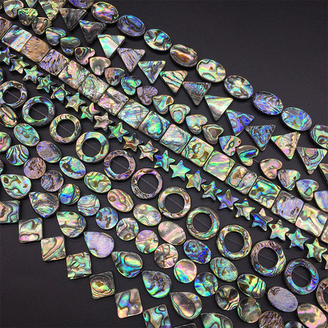 5Pcs Natural Abalone Shell Beads Round Triangular Tetragonal Droplets Pentagram Diy Shells Beads For Making Earrings Accessories ► Photo 1/6