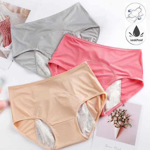 Panties for Menstruation Cotton Menstrual Panties Plus Size Culottes Menstruelles Femme Mid Waist Bragas Menstruales Underwear ► Photo 1/6