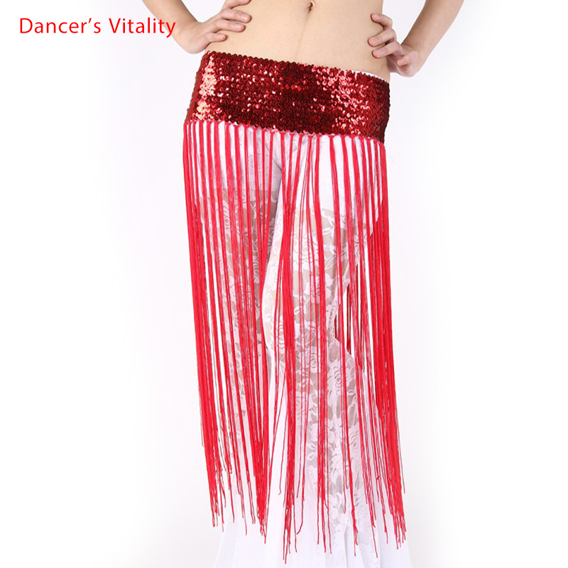 Women Hip Scarf Belly Dance Skirt Costumes Sequins Acetate Dancing Wrap Belts