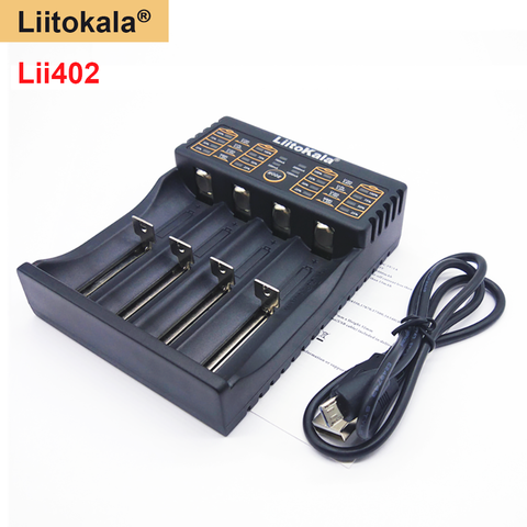 LiitoKala Lii-402 USB smart charger 18650 26650 18350 14500 AA/AAA NiMH li-ion Intelligent Battery Charger 5V 2A EU Plug ► Photo 1/6