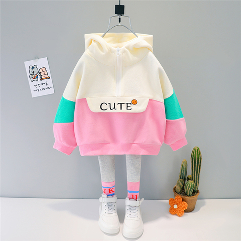 HYLKIDHUOSE Girl Clothes 2022 Spring Baby Kids Clothing Sets Hooded Casual T Shirt Pants Toddler Infant Children Costume ► Photo 1/6