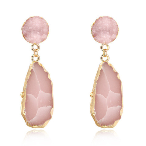 Bijoux Pink Chic Druzy Stone Resin Earrings Long Drop Earrings For Women Jewelry Statement Gifts For Women Accessories Brinco ► Photo 1/1