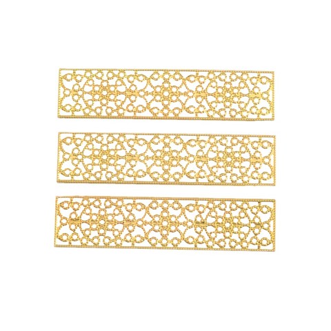 Free shipping 5Pcs Gold Tone Rectangle Filigree Flower Wraps Connectors Metal Crafts Decoration DIY Findings Connectors 8.5x2cm ► Photo 1/5