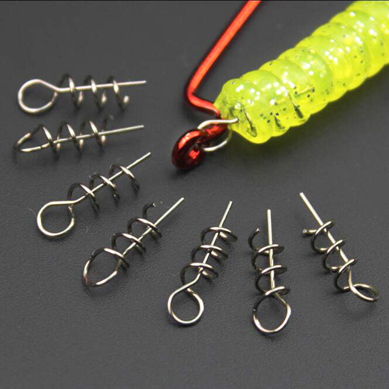 100Pcs Spring Twist Lock Fishing Hook Centering Pin for Soft Lure