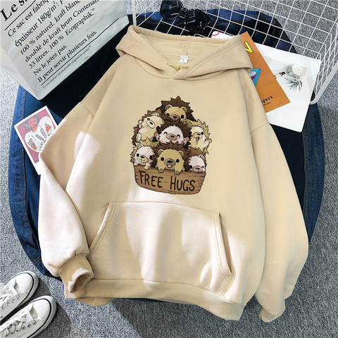 Little Hedgehog Free Hugs Sweatshirts Cartoon Print Pullovers Mens Fashion Hip Hop Tracksuit Men's Fleece Vintage Clothing Male ► Photo 1/6