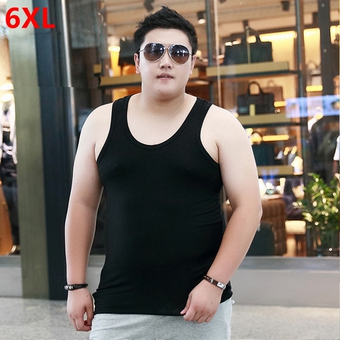 Men's Large Size High-Stretch Sleeveless Tops Plus Fertilizer Oversized Tank Tops plus size Vest ► Photo 1/2