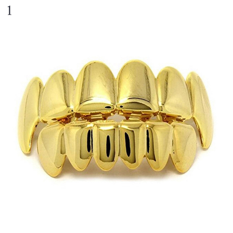 Hip Hop Gold Teeth Grillz Set Top Bottom Tooth Grills Dental Mouth Punk Teeth Caps Cosplay Party Rapper Jewelry New 2022 Hot ► Photo 1/6