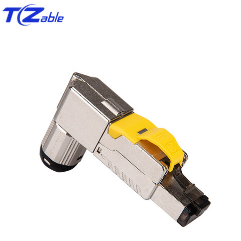 Cat6A Cat7 Cat8 RJ45 Connector 40Gbps 2000MHz 90 Degree Ethernet Adapter Shielded RJ45 8P8C Networking Plug LAN Cable Connectors ► Photo 1/6