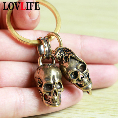 Antique Brass Skull Lizard Punk Keychains Pendant Key Chain Fob Charm Rings Skeleton DIY Outdoor Accessories Men Keyring Hanging ► Photo 1/6