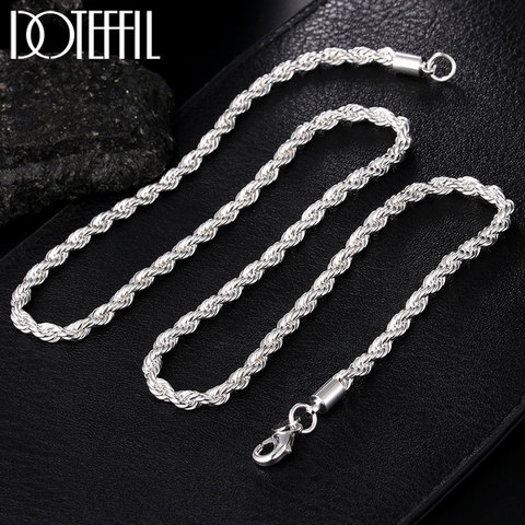 DOTEFFIL 925 Sterling Silver 16/18/20/22/24 Inch 4mm Twisted Rope Chain Necklace For Women Man Fashion Wedding Charm Jewelry ► Photo 1/6