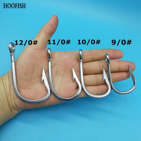 HOOFISH 5PCS/LOT  Giant Barbed Sea Fishing Hook 9/0#10/0#11/0#12/0# Big Tuna Bass Shark Fish Hook Stainless Steel Fishing Hook ► Photo 1/6