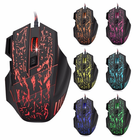 Darshion S8 Optical backlit Wired Gaming Mouse 7 Button LED Optical USB Computer Mouse Mice 3600DPI Colorful Breathing Light ► Photo 1/6