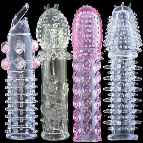 Reusable Delay condom Impotence contraceptive bold Textured extension sleeve Sex products men toys thorn dildo Sleeve cock ring ► Photo 1/6