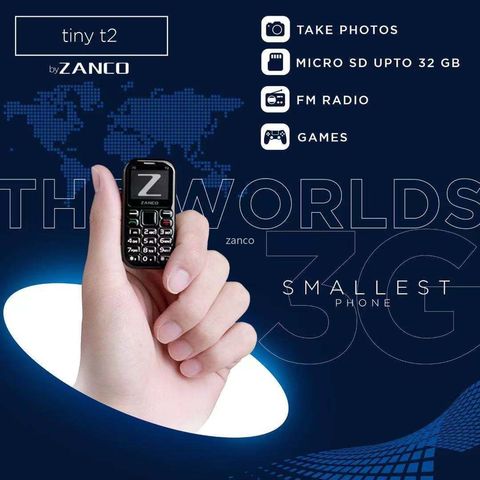 Buy from Manufacturer ZANCO tiny t2 World Smallest Phone 3G WCDMA mini cellular phone mini phone smallest phone pocket phone ► Photo 1/1