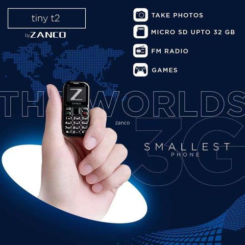 Buy from Manufacturer ZANCO tiny t2 World Smallest Phone 3G WCDMA mini cellular phone mini phone smallest phone pocket phone ► Photo 1/1