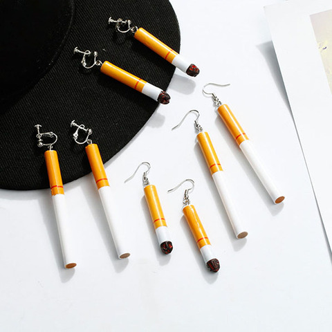 Fashion Creative Retro Funny Personality Fun Cigarette Butt Earrings Harajuku Style Earrings Without Pierced Ear Clips ► Photo 1/6