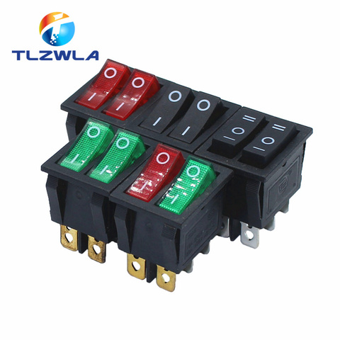1pcs KCD6 16A 250V AC Rocker Switch Boat Switch 6pins With Lamp ON-OFF KCD8 20A125V AC The power switch ► Photo 1/6