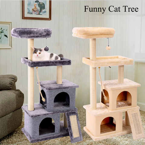 Hot Catt Tree Multilevel and Luxury Cat Towers 50 Inches with 2 Condos Spacious Perches, Scratching Post Dangling Balls and Ramp ► Photo 1/6