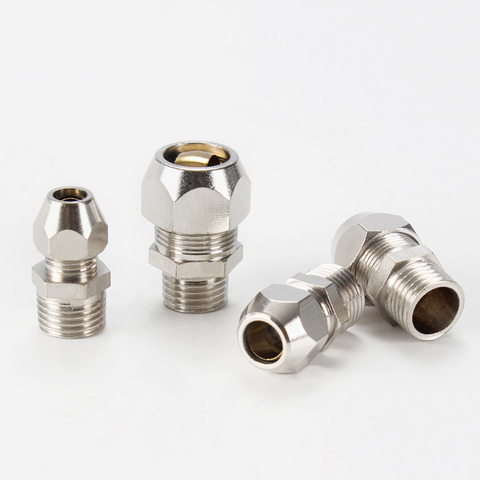 Compression Ferrule Tube Fitting 4-16mm Male BSPT Nickel Plated Brass Pipe Double Card Set Copper Joints Tubing Nut Lock Double ► Photo 1/5