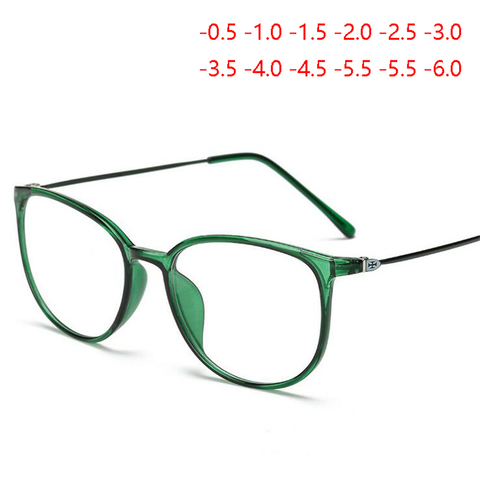 Anti-blue Light Nearsighted Eyeglasses Women Men Retro Oval Student Finished Myopia Glasses Prescription  -0.5 -1.0 -1.5 To -6.0 ► Photo 1/6