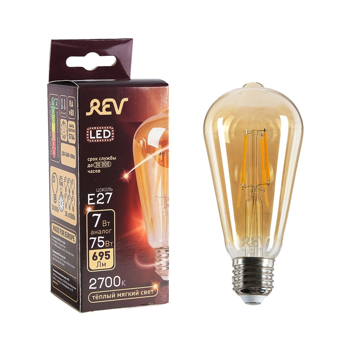  LED lamp REV FILAMENT VINTAGE, ST64, 7 W, E27, 2700 K, warm light 4652662 Led  For home ► Photo 1/4