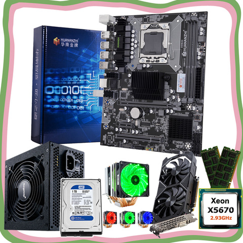 HUANANZHI X58 Motherboard combo CPU Intel Xeon X5670 2.93GHz RAM 8G(2*4G) PSU 500W 1TB HDD GPU GTX1050Ti 4GD5 quality PC parts ► Photo 1/6