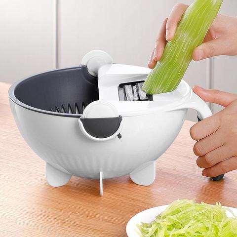 9 in 1 Multi-functional Drain Basket Vegetable Cutter Slicer Grater Fruit Kitchen & Vegetables Cut Tools Fruits Vegetable E6Q8 ► Photo 1/6