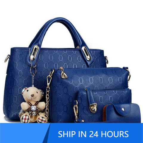 Fashion 4pcs/Set Women Bag Ladies PU Leather Luxury Designer Bags Handbag Messenger Bag Shoulder Bag Wallet Bags 20#48 ► Photo 1/6