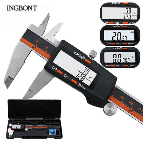 INGBONT 0-150MM Digital Readout Vernier Caliper Electronic Micrometer Stainless Steel Measure Depth 6 Inch LCD Measuring Tools ► Photo 1/6