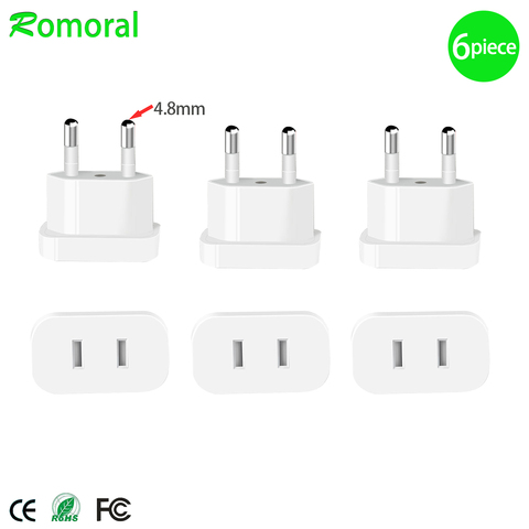 【Upgraded】US To EU Plug CN To Europe Travel Wall AC Power Charger Outlet Adapter Converter 2 Round Socket Input Pin ► Photo 1/6