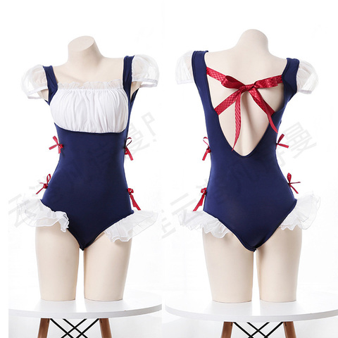 Women Sexy Maid Cosplay Lingerie Erotic Ruffles Backless Bodysuit Anime SUKUMIZU One Piece Cute Lolita Lingerie Set Wholesale ► Photo 1/6