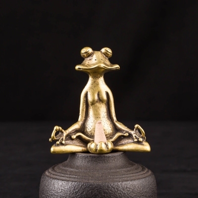 Antique bronze socket zen frog decoration solid pure copper frog tea pet Kung fu tea set incense holder copper ► Photo 1/1