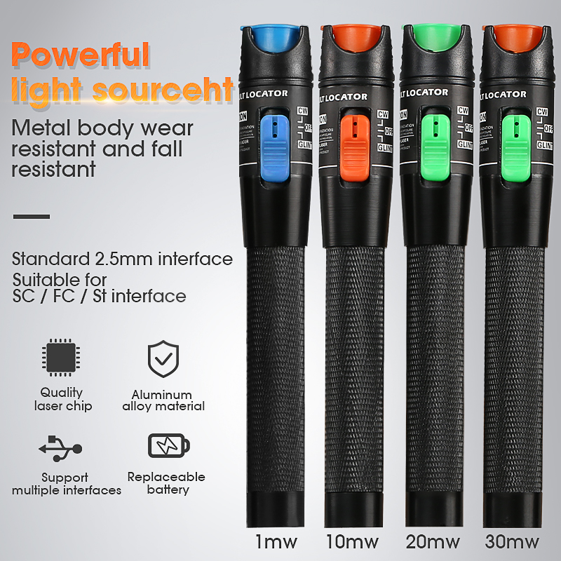 Visual Fault Locator 30mW Red Light Source Fiber Optic Cable Pen Tools 