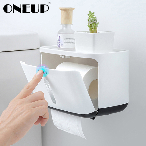 ONEUP New Bathroom Waterproof Tissue Box Plastic Toilet Paper Holder Wall Mounted Tissue Storage Box Napkin Dispenser Organizer ► Photo 1/6