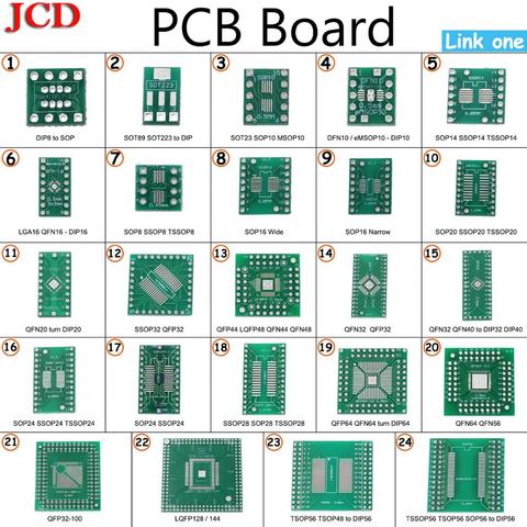 JCD New PCB Board Kit SMD Turn To DIP SOP MSOP SSOP TSSOP SOT23 8 10 14 16 20 24 28 SMT To DIP SMD Turn To DIP Adapter Converter ► Photo 1/6