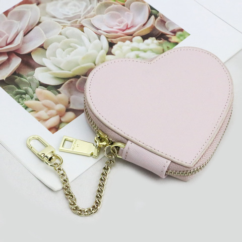 Monogrammed Letters Coin Purse Saffiano Genuine Leather Purse Women Small Bag Heart Shape Ladies Purse Fashion Mini Card Holder ► Photo 1/6